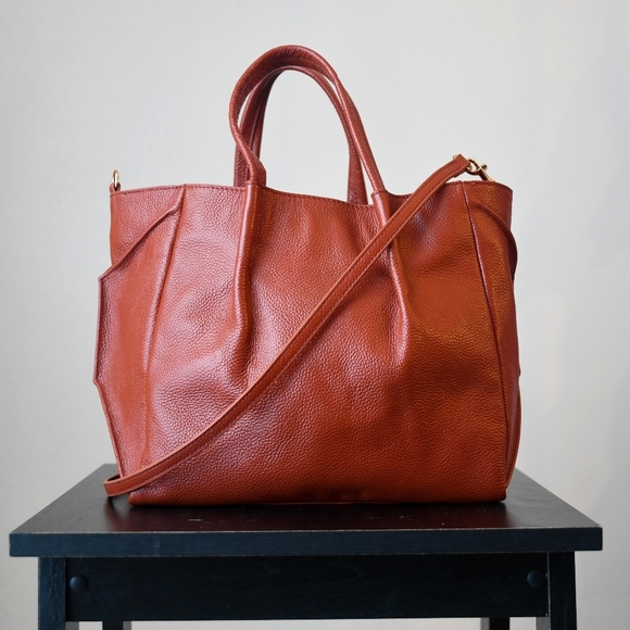 SOLD🥀 Oliveve Zoe Leather Tote In Red Clay - Picture 8 of 12